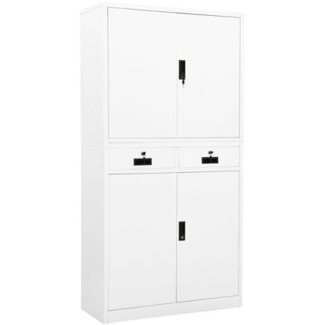 Armoire de bureau-Table de Travail-Bureau d'ordinateur Blanc 90x40x180 cm Acier 362017