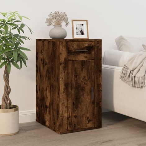 Armoire de bureau-Table de Travail-Bureau d'ordinateur Chêne fumé 40x49x75 cm Bois d'ingénierie 400753