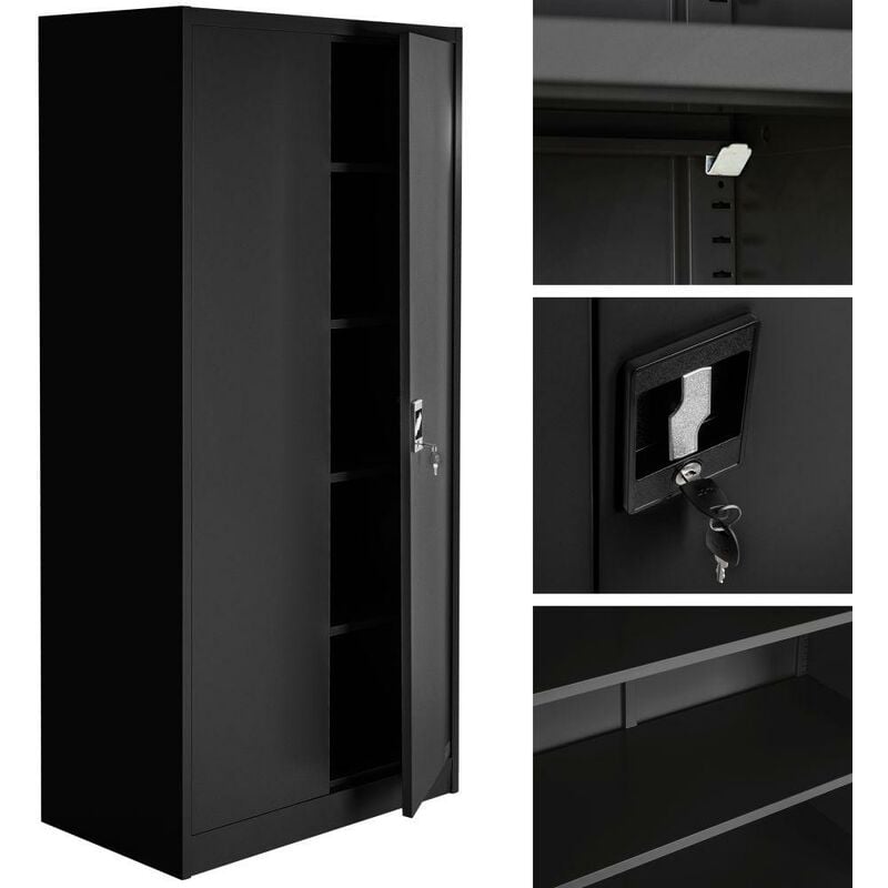 Helloshop26 - Armoire de bureau verrouillable dotée de 4 étagères meuble 5 niveaux noir
