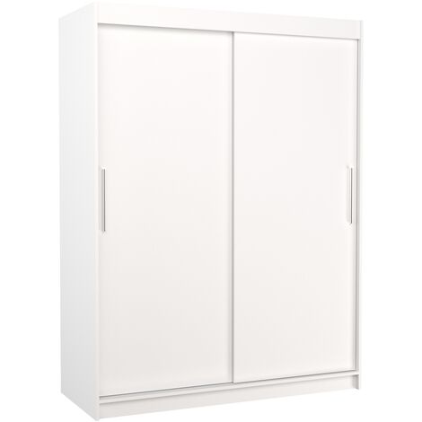 Armoire de chambre à coucher blanche 2 portes coulissantes Douva 150cm