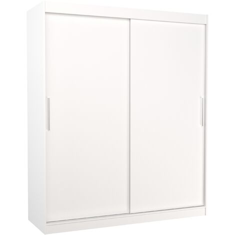 Armoire de chambre à coucher blanche 2 portes coulissantes Kelly 180cm