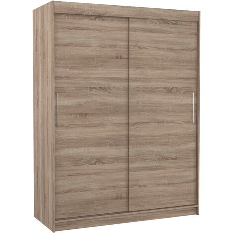 Armoire de chambre à coucher bois truffe 2 portes coulissantes Douva 150cm