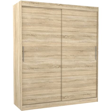 Armoire de chambre à coucher naturel 2 portes coulissantes Kelly 180cm