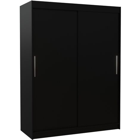 Armoire de chambre à coucher noir 2 portes coulissantes Douva 150cm