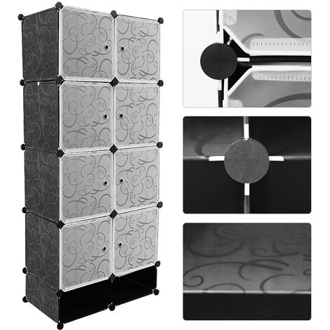 Armoire de Chambre Armoire à Rangement DIY 10 Cubes 5 Étages Noir