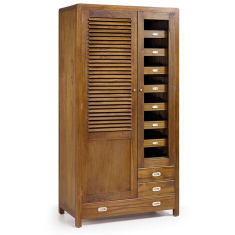 Armoire de chambre en bois massif de Mindy 2 portes 3 tiroirs SOKY