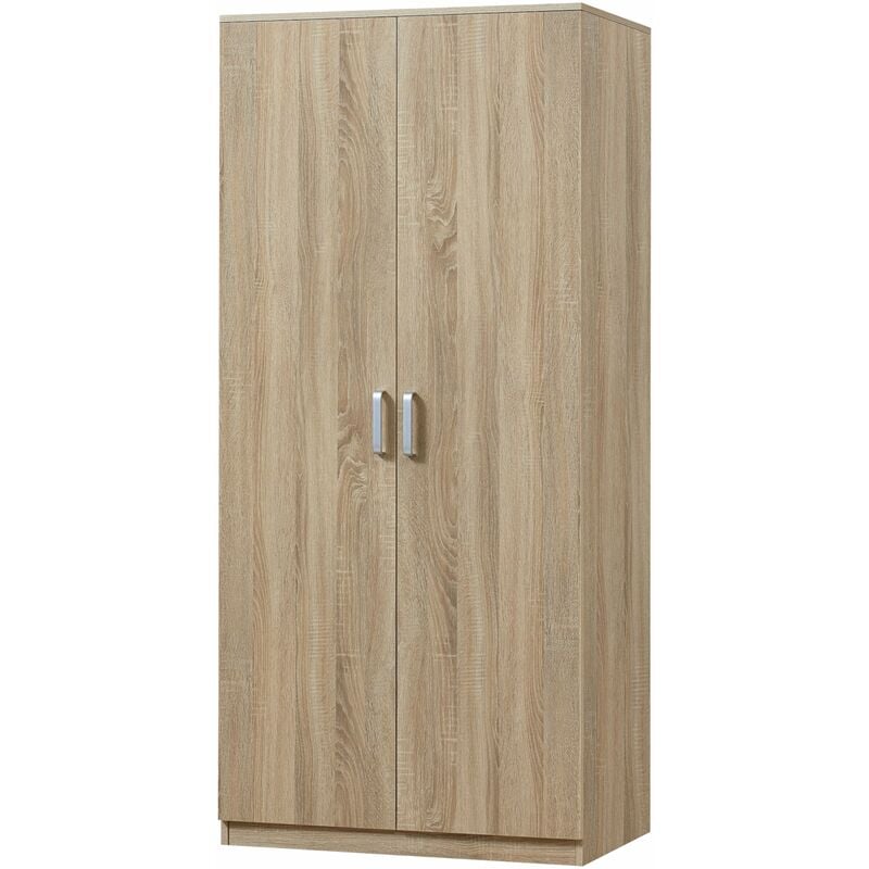 Armoire de chambre garde-robe moderne meuble de rangement intemporel 1 Étagère mdf 176 x 80 x 52 cm effet chêne sonoma