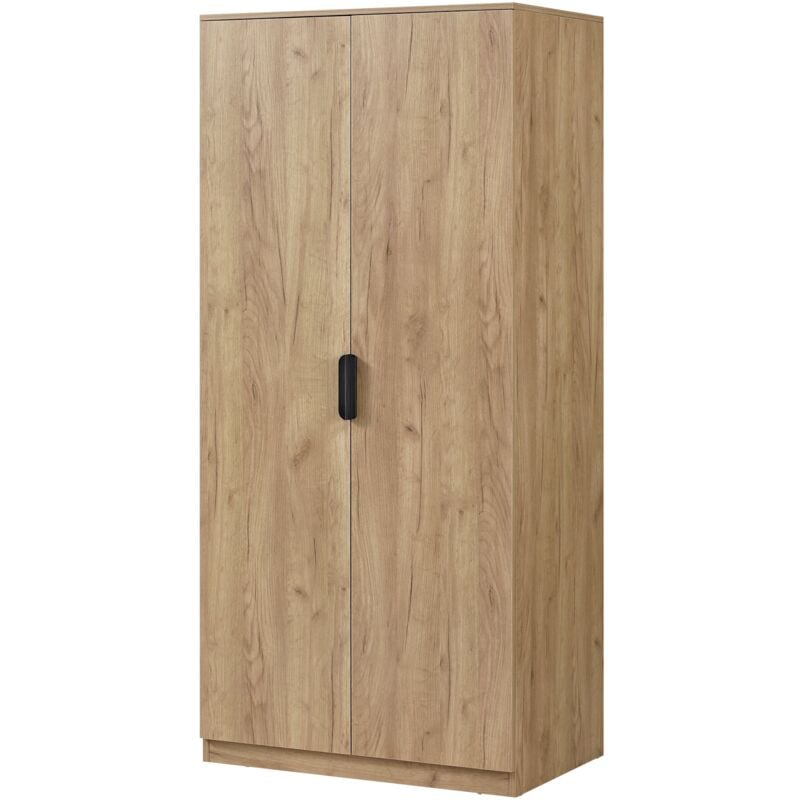 Armoire de chambre garde-robe moderne meuble de rangement intemporel 1 penderie et 4 étagères mdf 176 x 80 x 52 cm effet chêne
