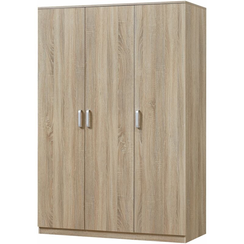 Armoire de chambre garde-robe moderne meuble de rangement intemporel 4 étagères mdf 176 x 120 x 52 cm effet chêne sonoma