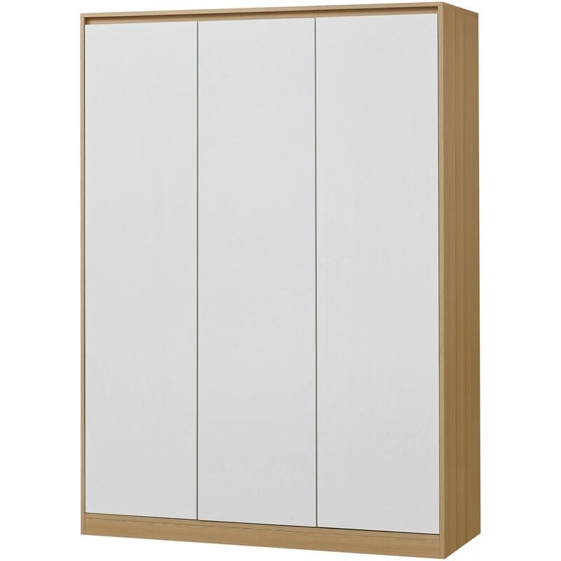 Armoire de chambre garde-robe moderne meuble de rangement intemporel avec 4 étagères mdf 176 x 120 x 52 cm effet chêne blanc