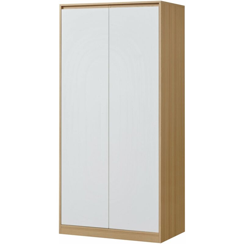 Armoire de chambre garde-robe moderne meuble de rangement intemporel avec 4 étagères mdf 176 x 80 x 52 cm effet chêne blanc