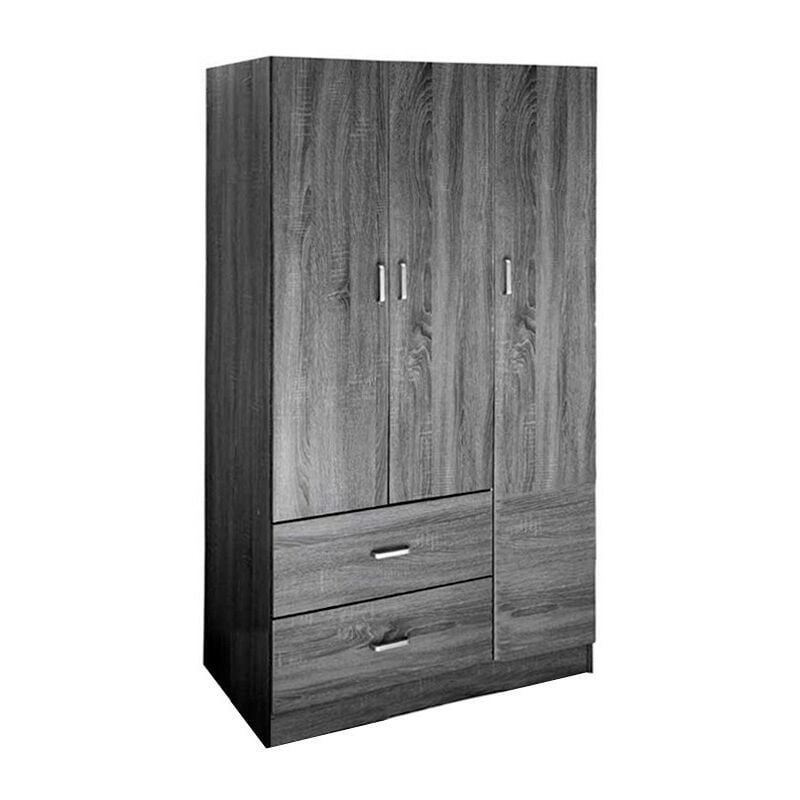 Argonauta - Armoire de chambre grise à trois portes avec deux tiroirs cm 90 x 42 x 180 h