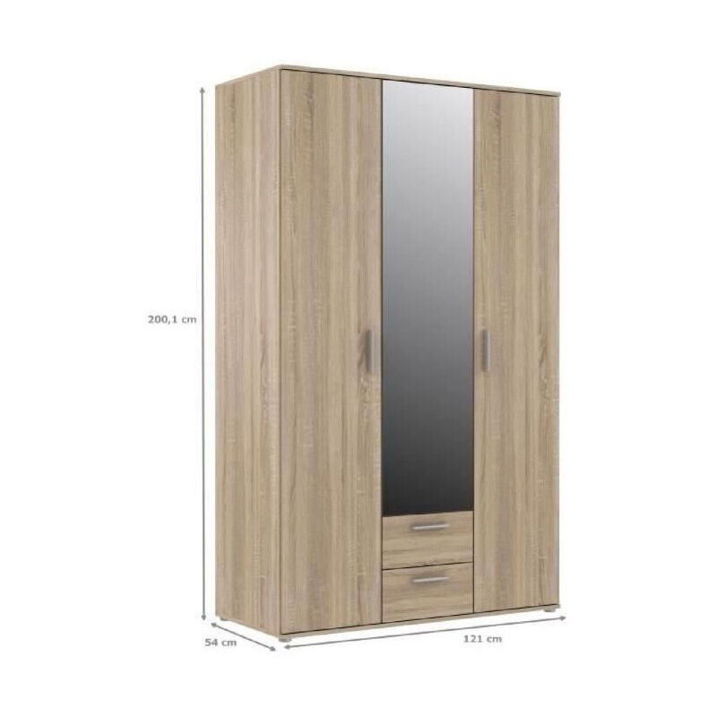 FINLANDEK Armoire de chambre SELKEA style contemporain decor chene sonoma - L 121 cm