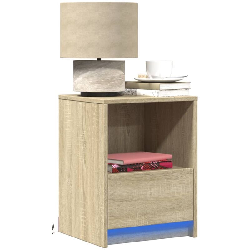 Armoire de chevet avec lumières led chêne sonoma Vidaxl