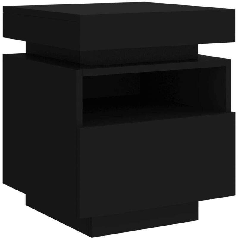 Vidaxl - Armoire de chevet avec lumières led noir 40x39x48,5 cm