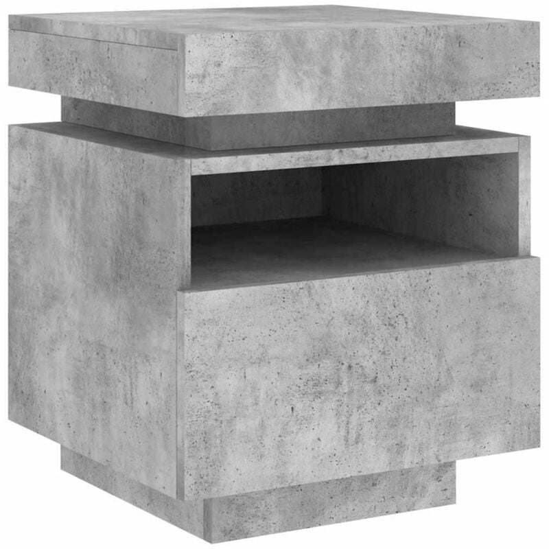 Armoire de chevet avec lumières led gris béton 40x39x48,5 cm Vidaxl