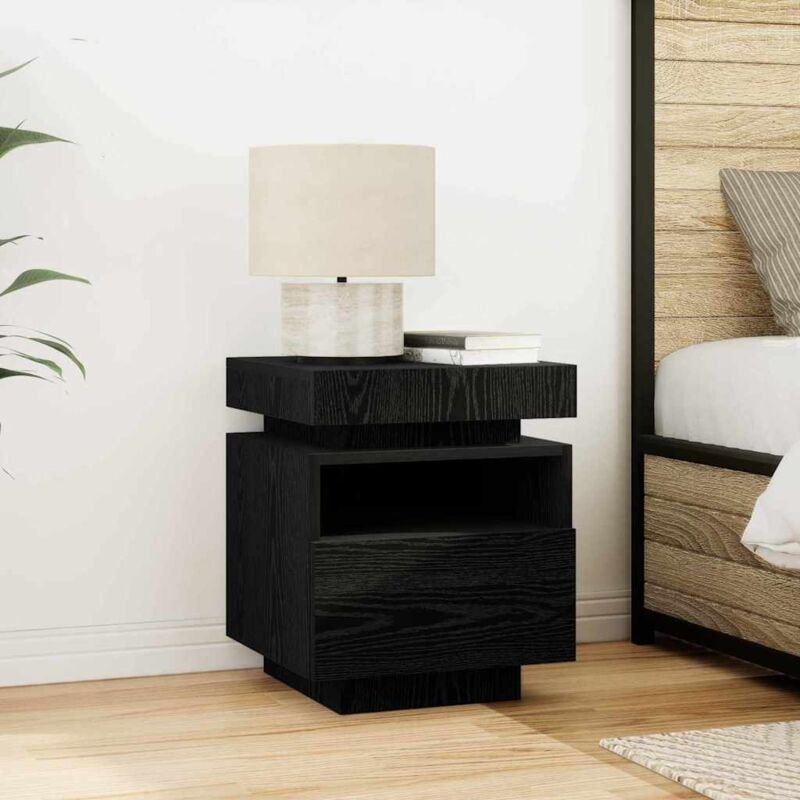 Cabinet de Chevet avec tiroir Chêne noir 40 x 39 x 48.5 cm Vidaxl