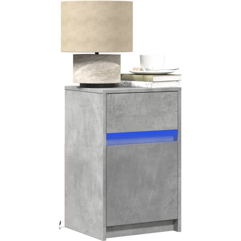 Vidaxl - Armoires de chevet et lumières led 2 pcs gris béton