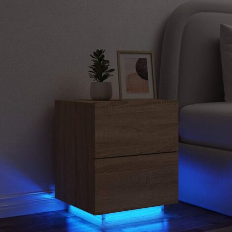 Armoire de chevet avec lumières LED-Table de chevet-Meuble de rangement chêne sonoma 199689