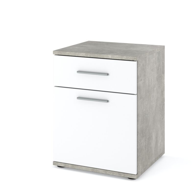 Armoire De Chevet, Coffre En Béton Blanc Mat, Table '1d1s'