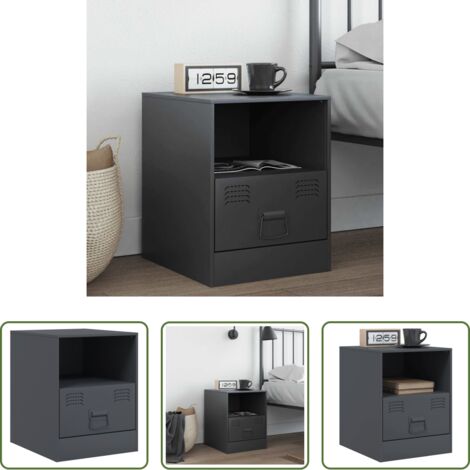 Armoire de chevet -  Table de chevet anthracite 34,5x39x44 cm acier