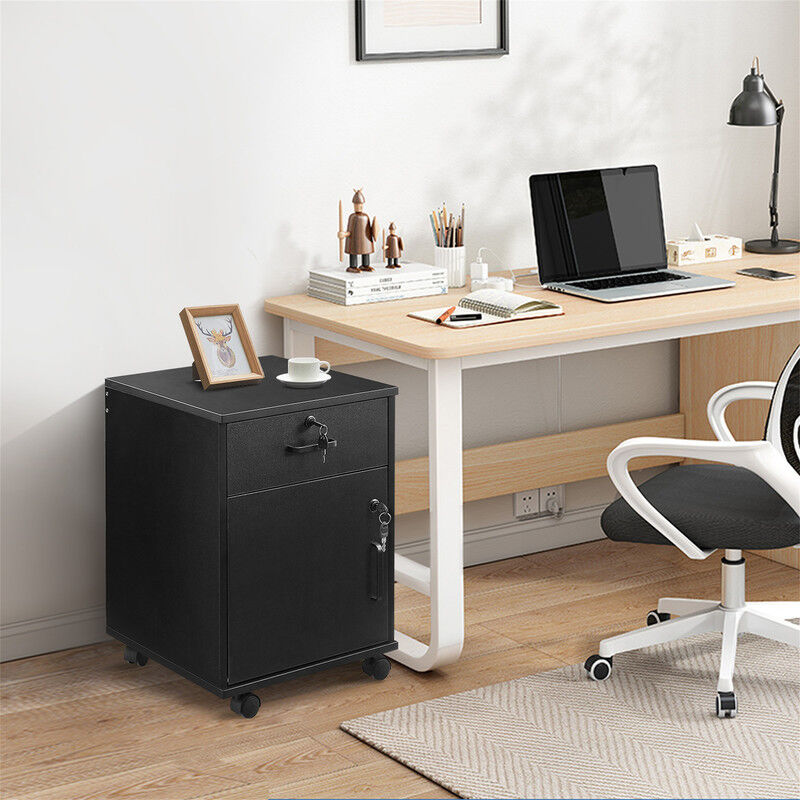 Armoire de classement, 40x40x57cm verrouillable en Bois avec 1 Espace de Rangement, pour la Maison, Le Bureau, Le Bureau Mobile, Noir