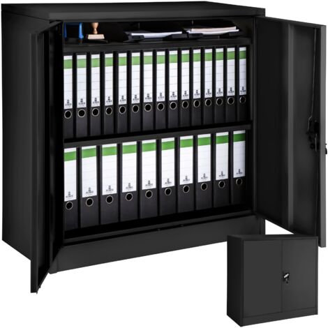 Armoire de classement en acier 2 étagères réglables hauteur noir