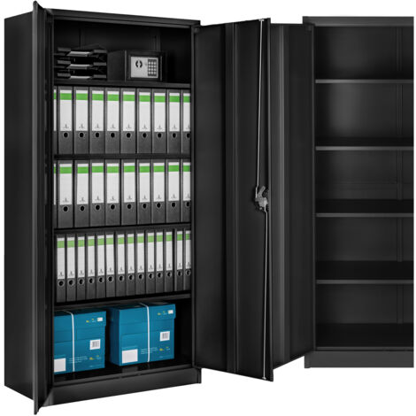 Tectake – Armoire de classement en métal – 4 étagères réglables en hauteur – Acier revêtu par poudre – Dimensions 90x40x180cm – Capacité 40kg par niveau
