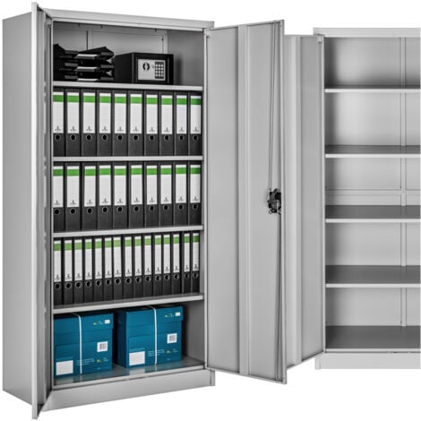 Armoire de classement en métal TECTAKE - 4 étagères réglables en hauteur - Gris