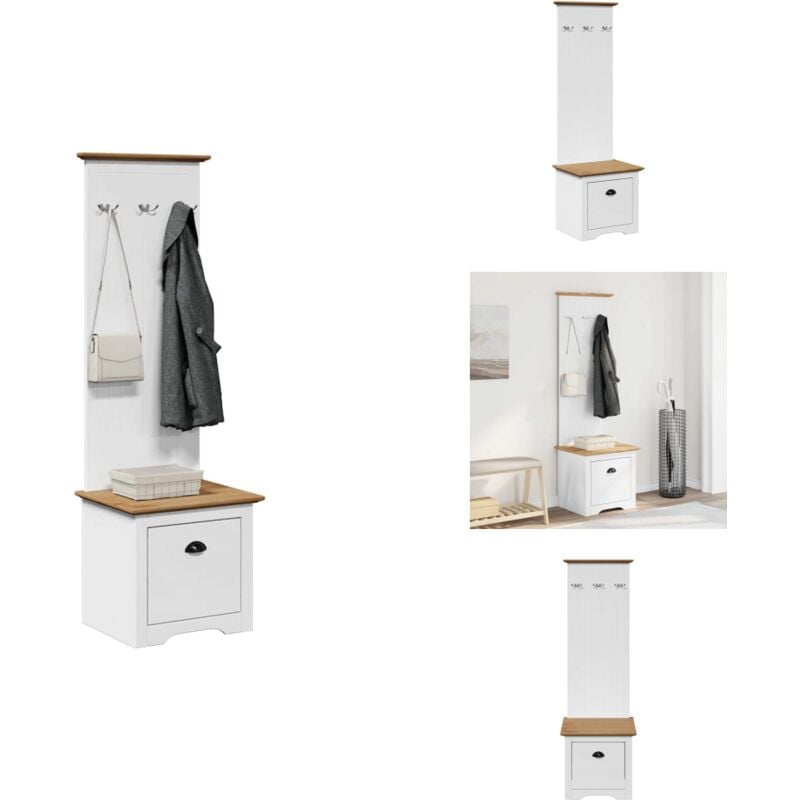 Vidaxl - Armoire de couloir avec crochets bodo blanc marron 50x40x157 cm - Armoire De Couloir - Armoires De Couloir - Meuble De Couloir - Meuble