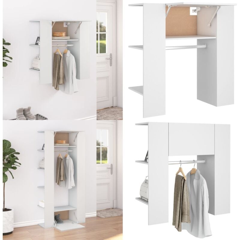 Vidaxl - Armoire de couloir Blanc 97,5x37x99 cm Bois d'ingénierie - Meuble D'entrée - Armoire Étroite - Rangement Mural - Armoire Blanche - Meubles