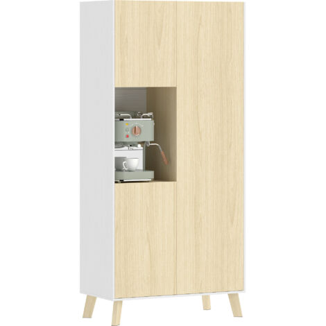 Armoire de cuisine 170 cm, meuble moderne avec étagère ouverte, tablettes réglables, aspect bois naturel
