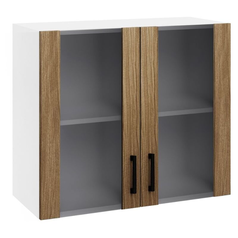 Armoire de cuisine à double porte couleur noyer naturel 80x72H cm