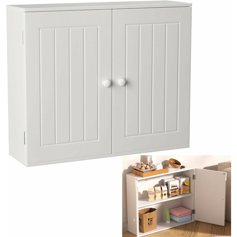 Hsha - Armoire de cuisine à double porte, meuble de rangement polyvalent, meuble de salle de bain autonome pour salon, chambre à coucher, cuisine,