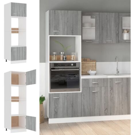 Armoire de cuisine à micro-ondes - Meuble de rangement Style Contemporain Sonoma gris 60x57x207 cm BV877053 - BonneVie