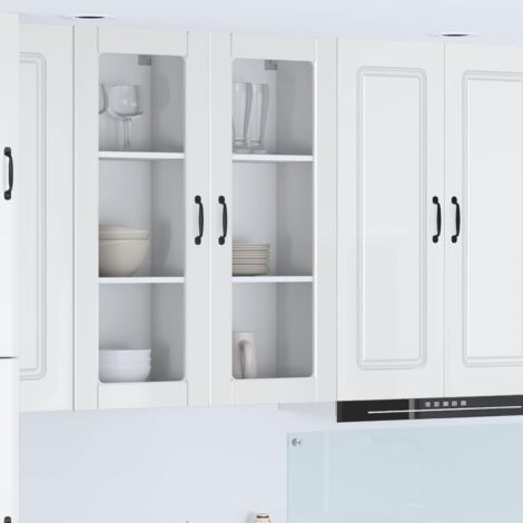 Armoire de cuisine avec étagère-Meuble de cuisine-Armoire de rangement Blanc brillant 40 x 31 x 100 cm 949741