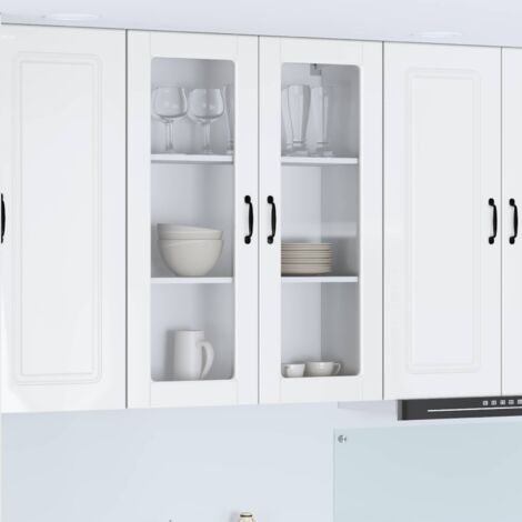 Armoire de cuisine avec étagère-Meuble de cuisine-Armoire de rangement Blanc brillant 80 x 31 x 100 cm 740330