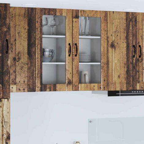 Armoire de cuisine avec porte 2 pcs-Lot de 2 Meuble de cuisine-Armoire de rangement Bois ancien 40 x 31 x 80 cm
