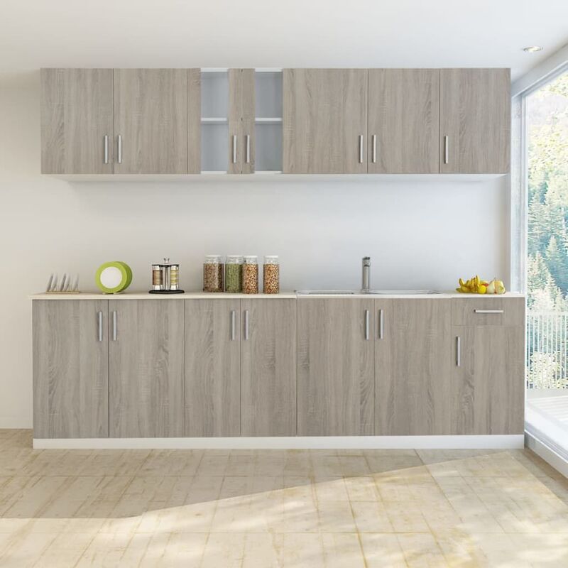 Youthup - Armoire de cuisine avec unité de base pour évier 8 pcs Chêne
