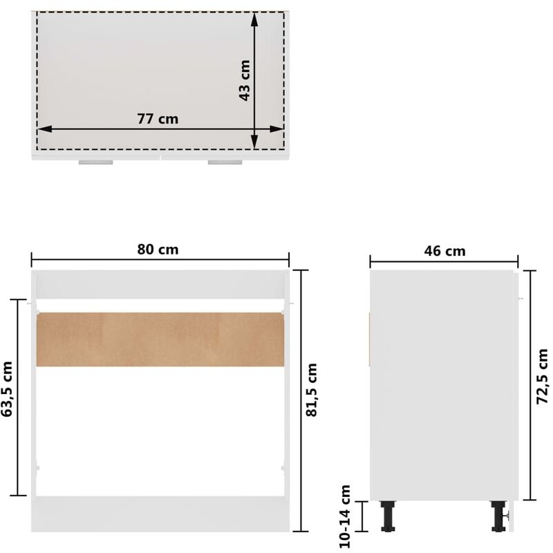 Armoire de plancher évier Blanc brillant 80x46x81,5cm Aggloméré vidaXL - Blanc brillant