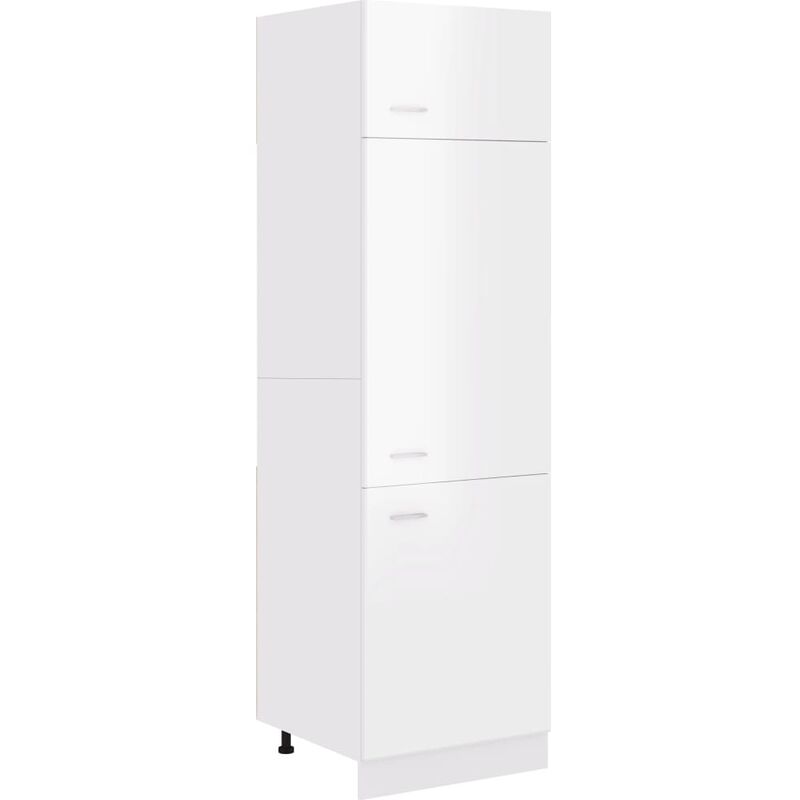 Armoire de réfrigérateur Blanc brillant 60x57x207 cm Aggloméré vidaXL - Blanc brillant