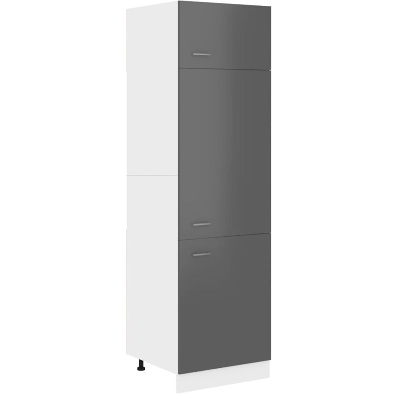 Vidaxl - Armoire de réfrigérateur Gris brillant 60x57x207 cm Aggloméré gris brillant