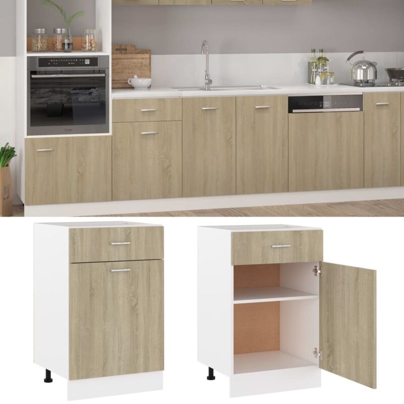 Armoire de plancher tiroir Chêne sonoma 50x46x81,5 cm Aggloméré vidaXL - Chêne sonoma
