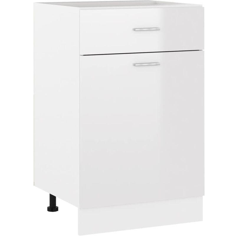 Armoire de plancher Blanc brillant 50x46x81,5 cm Aggloméré vidaXL - Blanc brillant