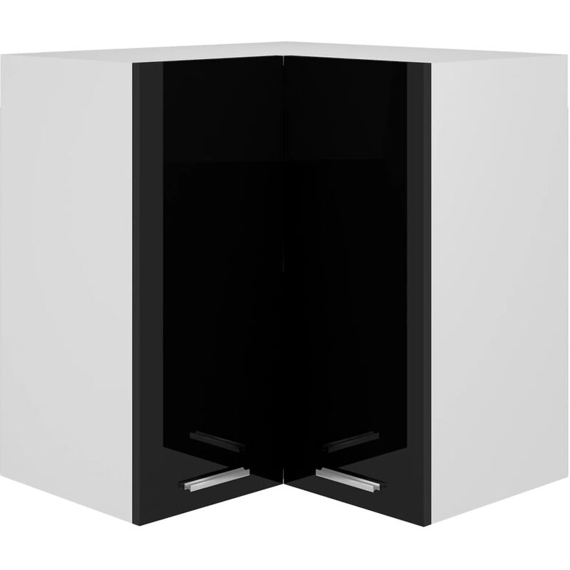 Armoire d'angle suspendue Noir brillant 57x57x60 cm Aggloméré vidaXL - noir brillant