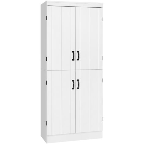 Armoire de cuisine buffet de salle à manger avec 4 portes 6 étagères de rangement style moderne 76 x 40 x 177 cm blanc