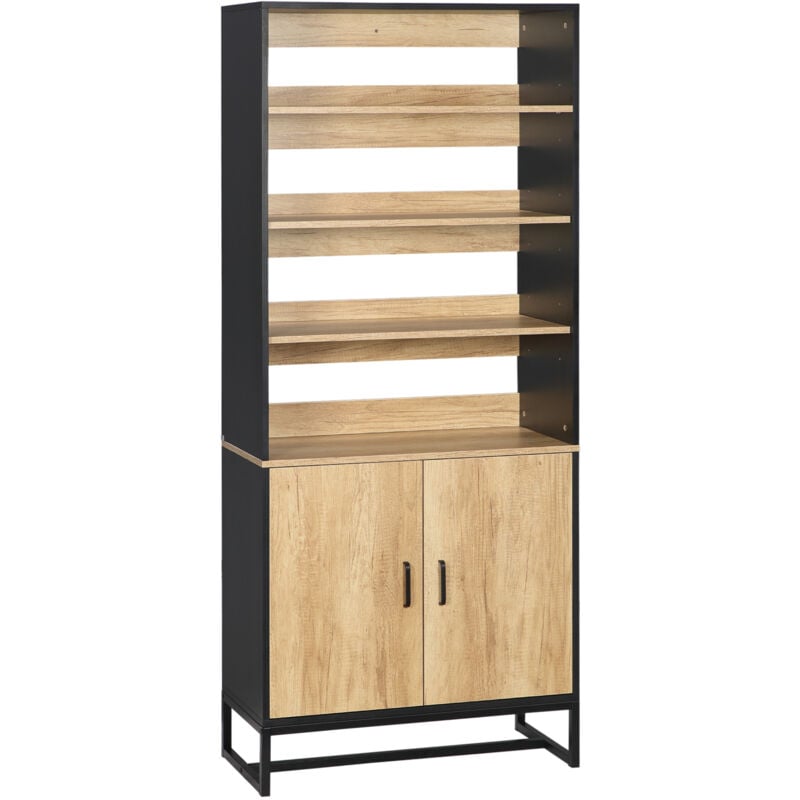 MH - Armoire de cuisine Buffet louisy aspect bois et noire