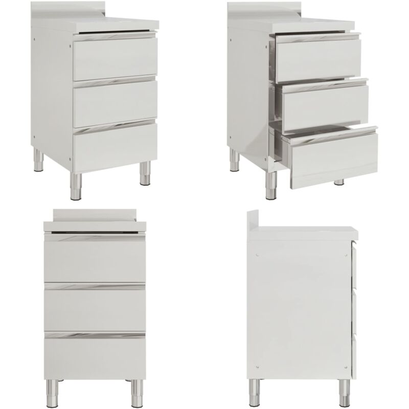 Armoire de cuisine commerciale avec 3 tiroirs Acier inoxydable - armoire de cuisine - armoires de cuisine - Home & Living