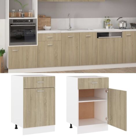 Armoire de cuisine de plancher tiroir Design moderne, Armoire Etagère de rangement, Chêne sonoma 50x46x81,5 cm Aggloméré OIB4116E
