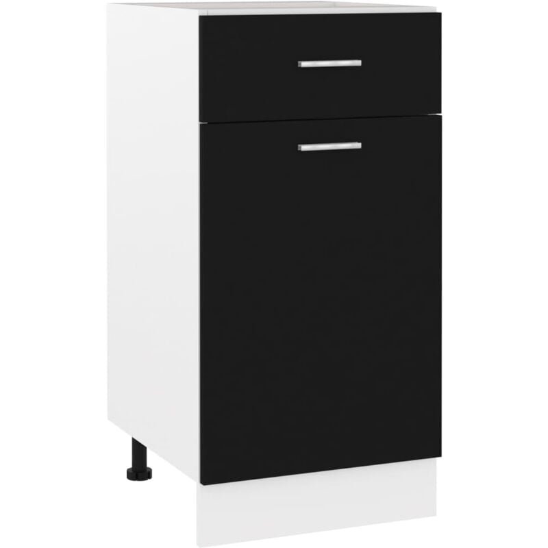 Armoire de cuisine de plancher à tiroir - Meuble de rangement Style Contemporain Noir 40x46x81,5 cm Aggloméré BV418044 - BonneVie